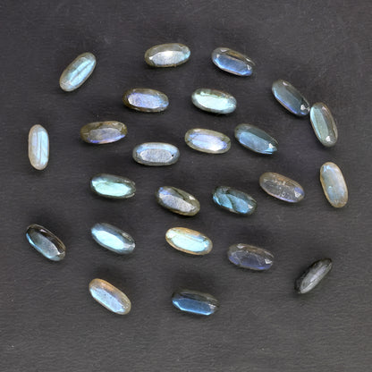 Labradorite Wholesale Gemstones, 100% Natural Semi-Precious Gems, Blue Flash Faceted Loose Gems, 12x6mm, Oval, 4PC Lot