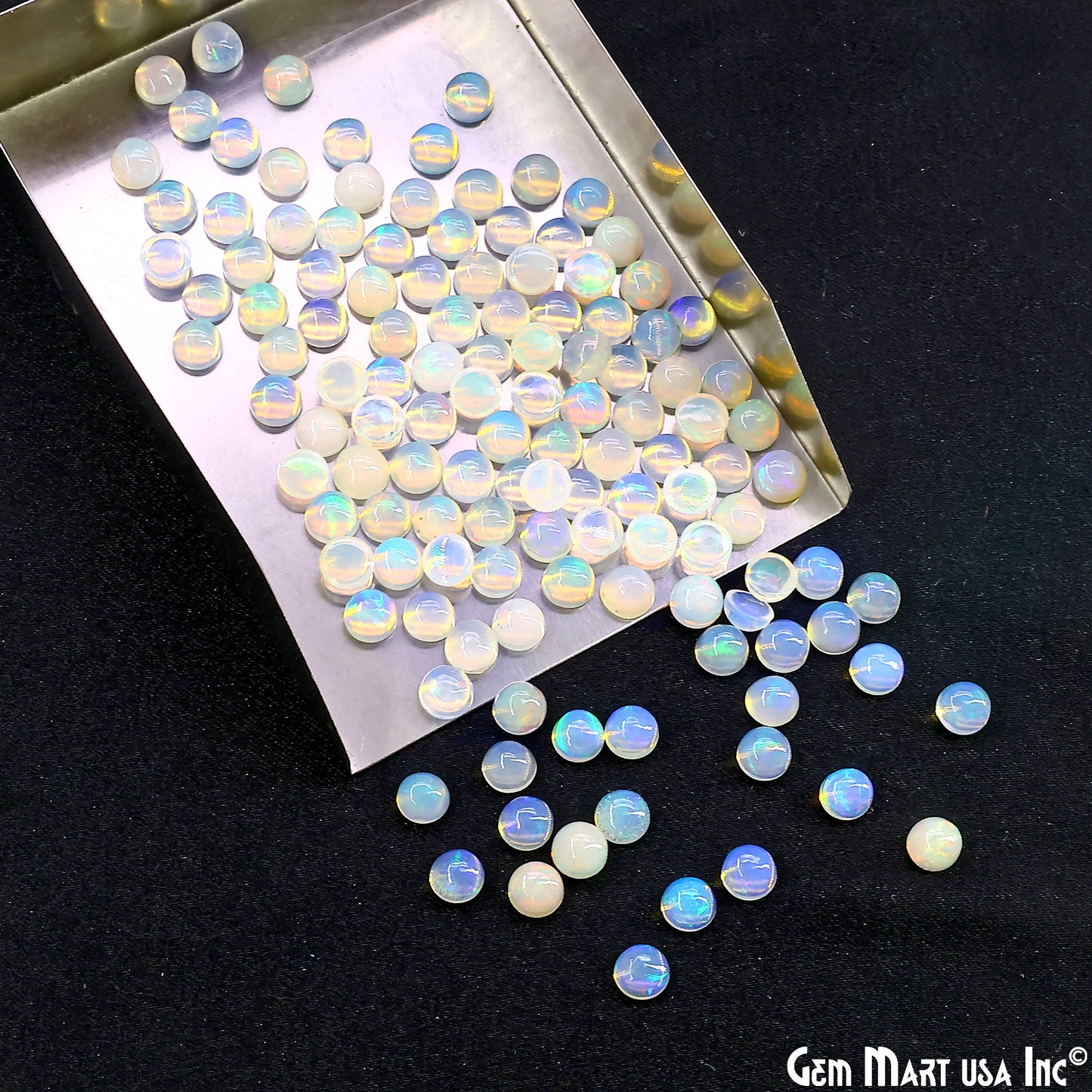 Ethiopian Opal Wholesale Gemstones, 100% Natural Precious Gems, White Cabochons Loose Gems, 5mm, Round, 10PC