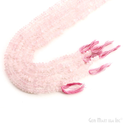 Rose Quartz Smooth Round Drilled Beads 4-6mm Waist Beads, Rondelle Bead Strand 13 Inch