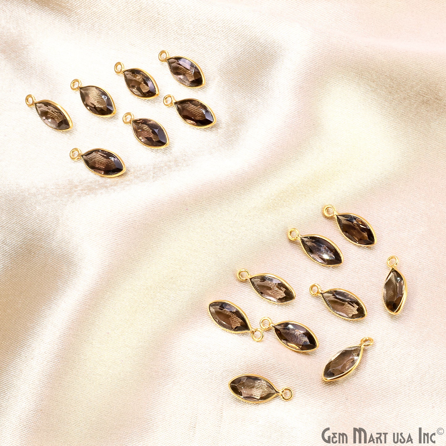 Marquise 6x12mm Brilliant Cut Gold Plated Bezel Single Bail Connector