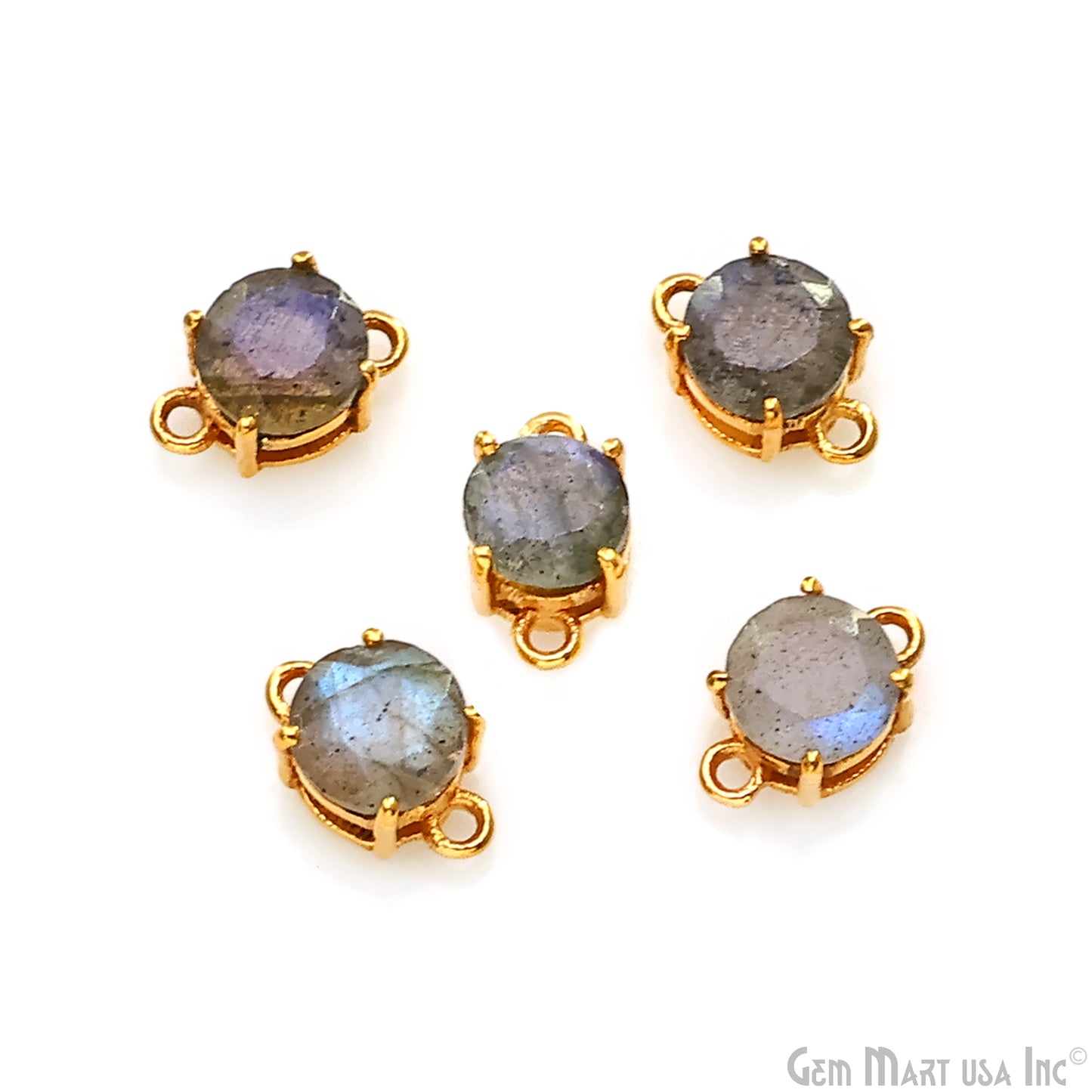 Labradorite Prong Setting Gold Plated Flashy Gemstone Connector