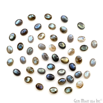 Labradorite Wholesale Gemstones, 100% Natural Semi-Precious Gems, Blue Flash Cabochon Loose Gems, 7x9mm, Oval, 4PC Lot