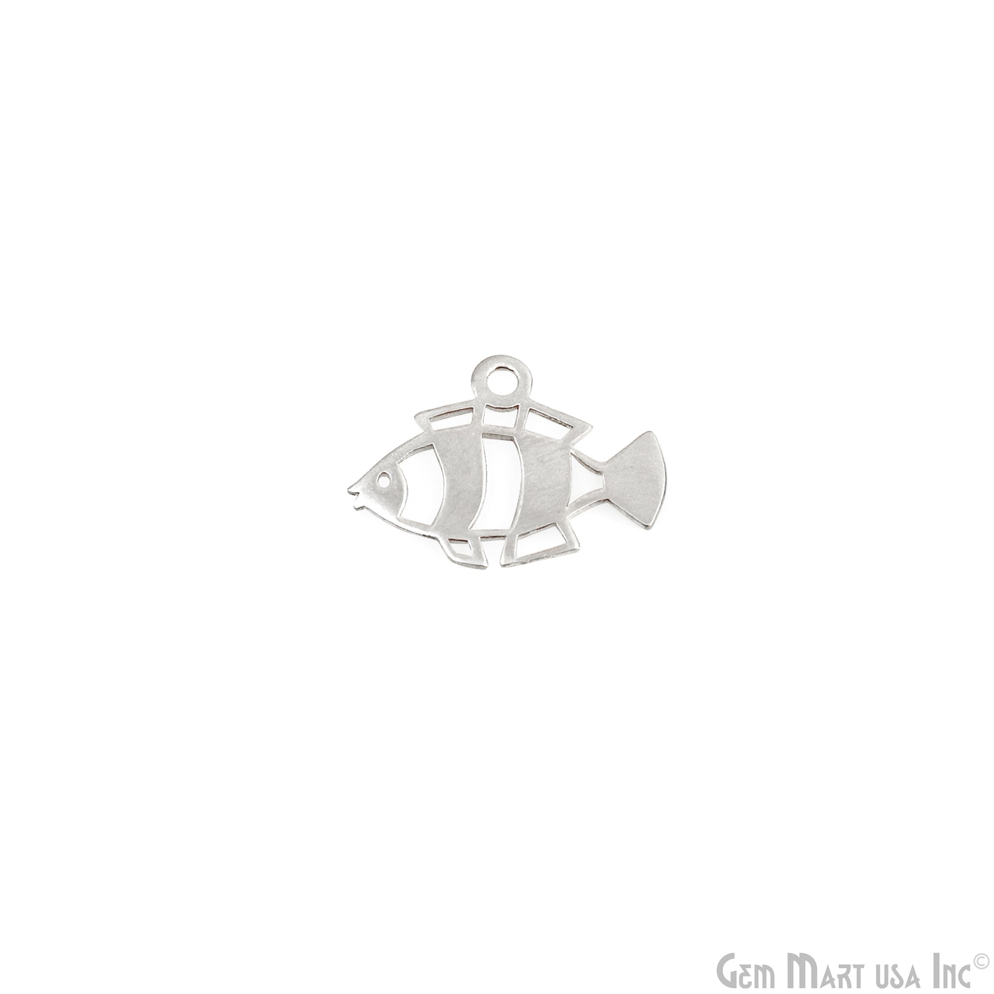 Fish Shape Charm Laser Finding Silver Plated Charm For Bracelets & Pendants
