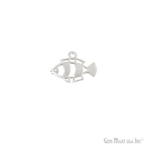 Fish Shape Charm Laser Finding Silver Plated Charm For Bracelets & Pendants