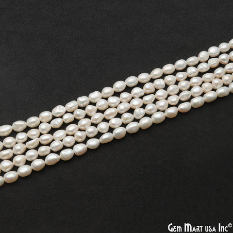 Freshwater Pearl Rough Beads, 16 Inch Gemstone Strands, Drilled Strung Briolette Beads, Free Form, 7x5mm