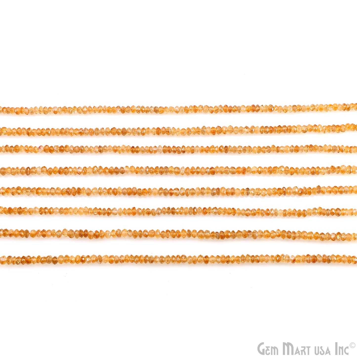 Citrine Faceted Round Drilled Beads 3-4mm Waist Beads, Rondelle Bead Strand 14 Inch