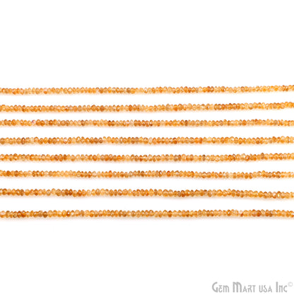 Citrine Faceted Round Drilled Beads 3-4mm Waist Beads, Rondelle Bead Strand 14 Inch