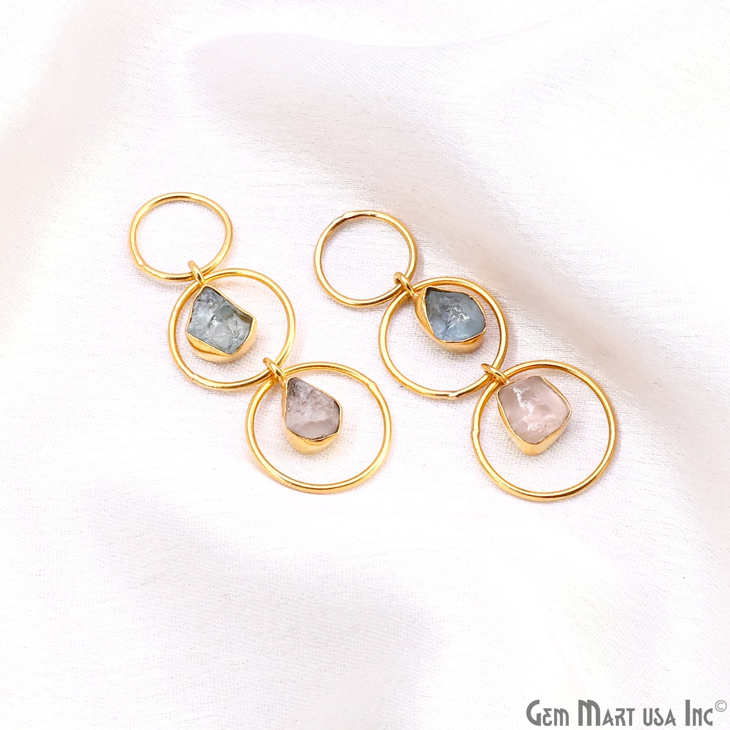 DIY Rough Gemstone Gold Plated Bezel Setting Dangle Chandelier Finding Connector 1PC