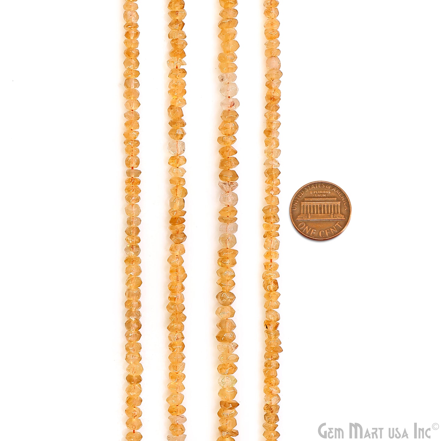 Citrine Faceted Round Drilled Beads 2-4mm Waist Beads, Rondelle Bead Strand 13 Inch