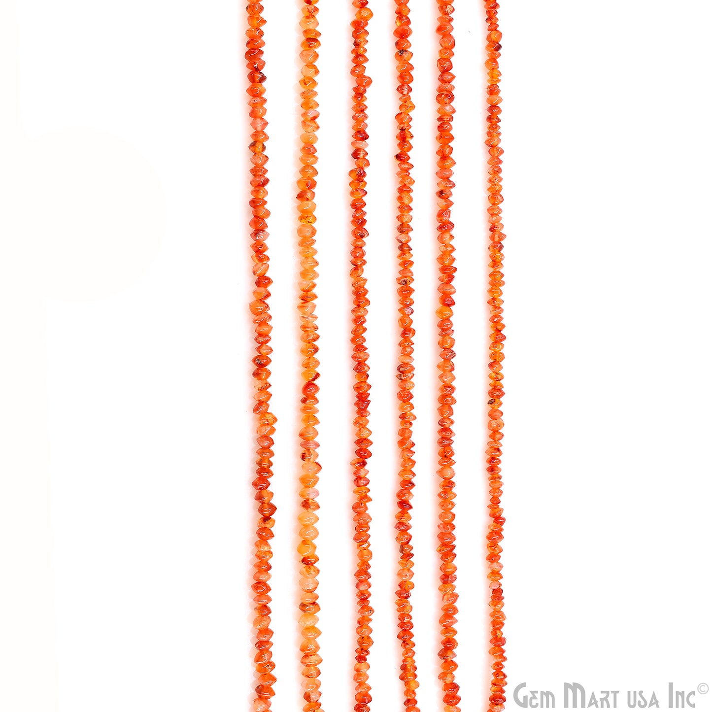 Carnelian Faceted Round Drilled Beads 2-4mm Waist Beads, Rondelle Bead Strand 13 Inch