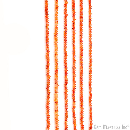 Carnelian Faceted Round Drilled Beads 2-4mm Waist Beads, Rondelle Bead Strand 13 Inch