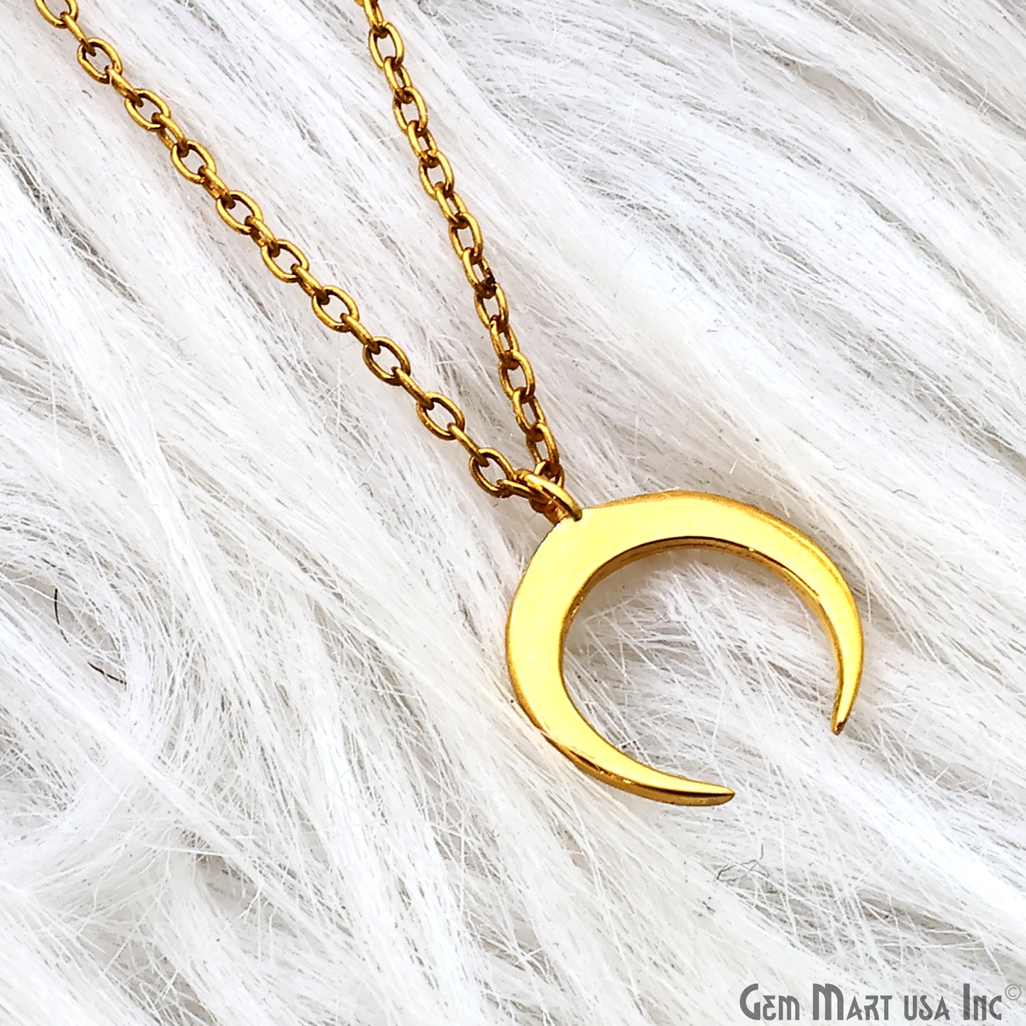 Double Horn Shape Gold Charm 17x15mm  Dainty Gold Plated Crescent Moon Necklace Pendant