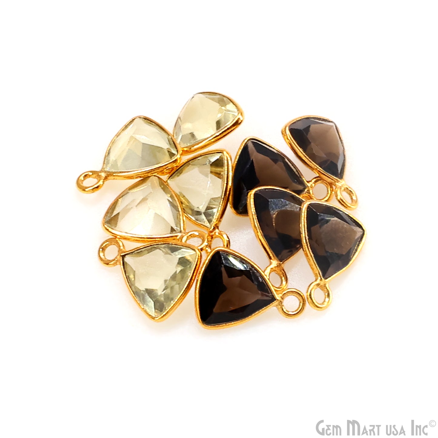 Trillion 8mm Brilliant Cut Gold Plated Bezel Single Bail Gemstone Connector