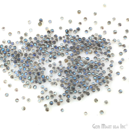 Labradorite Wholesale Gemstones, 100% Natural Semi-Precious Gems, Blue Flash Cabochon Loose Gems, 3mm, Round, 10PC Lot