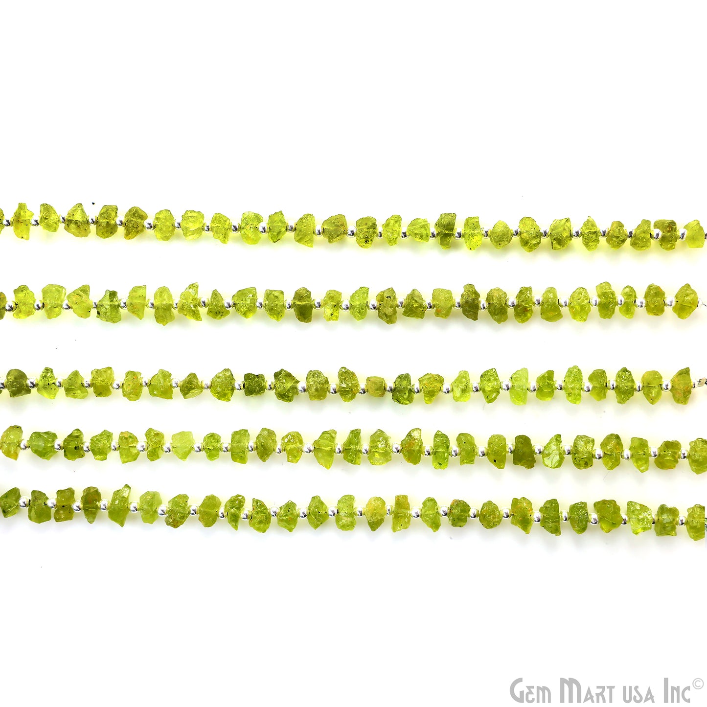 Peridot Rough Beads, 9 Inch Gemstone Strands, Drilled Strung Briolette Beads, Free Form, 8x6mm