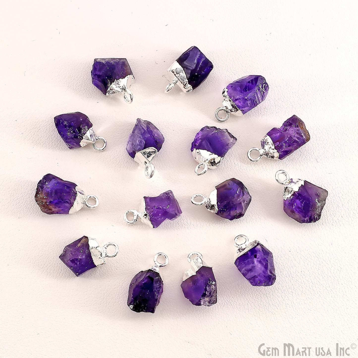 Rough Amethyst Gemstone Silver Electroplated Single Bail Connector