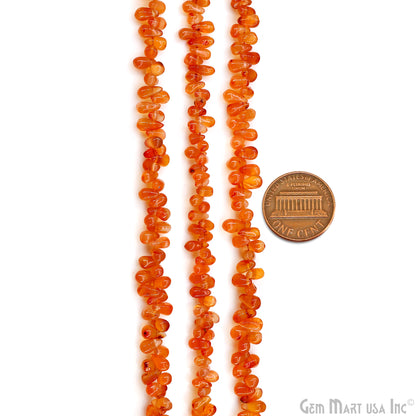 Carnelian Smooth Free Form Drilled Beads 3-4X5-7mm Waist Beads, Rondelle Bead Strand 13 Inch
