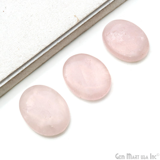 Rose Quartz Oval Worry Stone - Natural Hand-Carved Thumb Gemstone