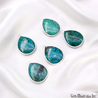 Pears 25x20mm Single Bail Silver Plated Gemstone Bezel Connector