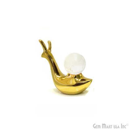 Aluminum Snail With Crystal Ball Figurine Showpiece