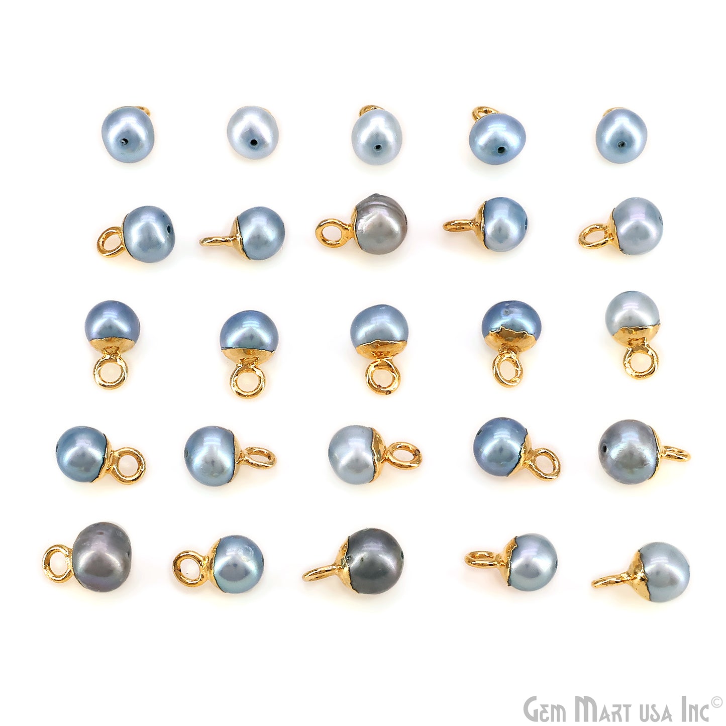 Pearl Freeform Cabochon Charm With Gold Electroplated Cap Single Bail Pendant