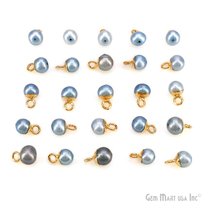 Pearl Freeform Cabochon Charm With Gold Electroplated Cap Single Bail Pendant