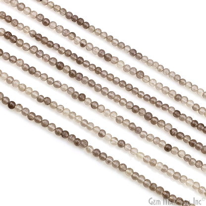 Smoky Topaz Smooth Round Drilled Beads 3-5mm Waist Beads, Rondelle Bead Strand 13 Inch