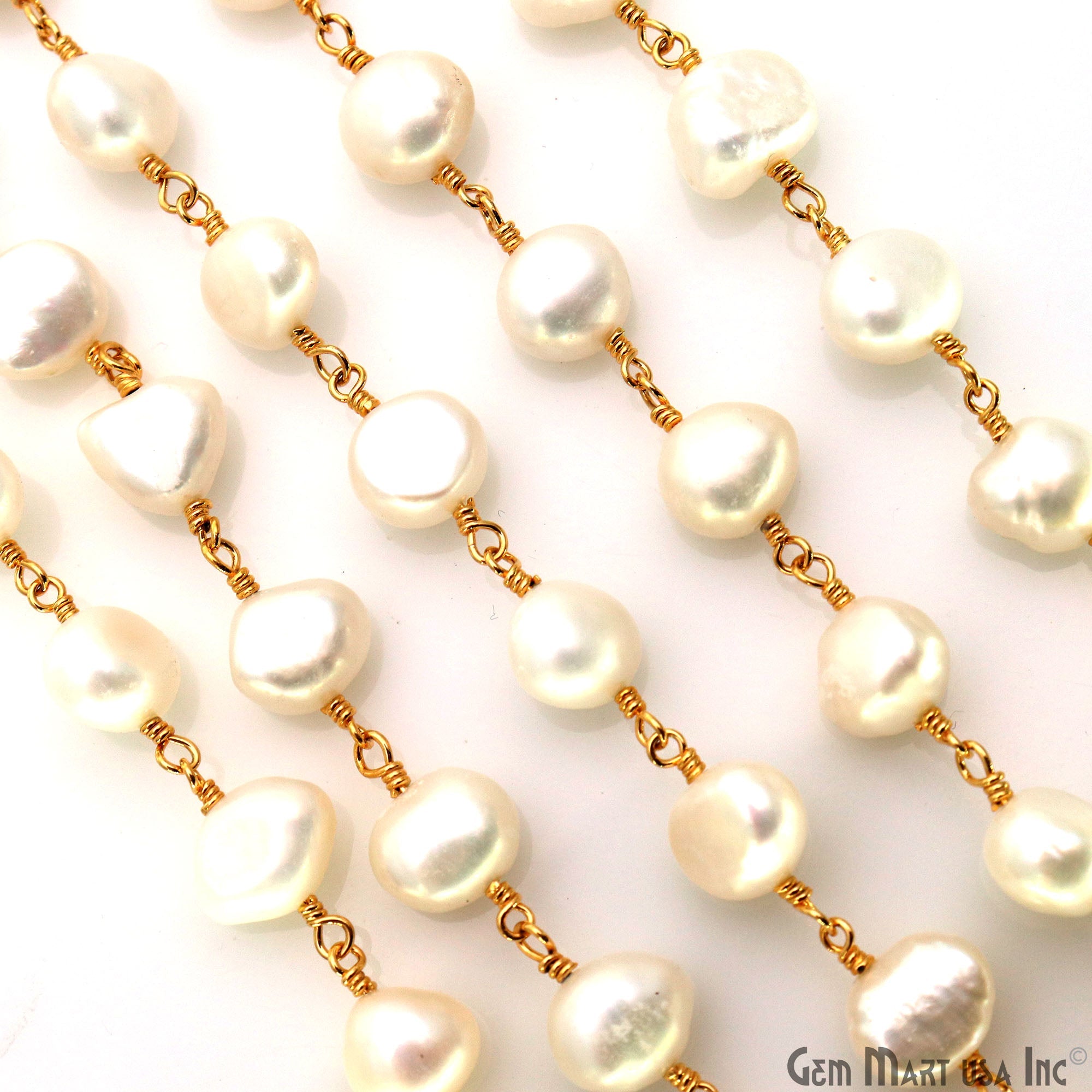 Freshwater Pearl Gold Plated Wire Wrapped Beads Rosary Chain (763764768815)
