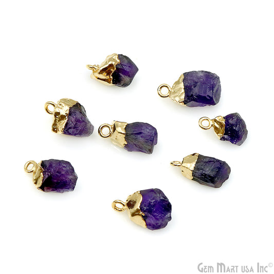 Rough Amethyst 17x9mm Gold Edged Bracelets Charm Single Bail Connectors