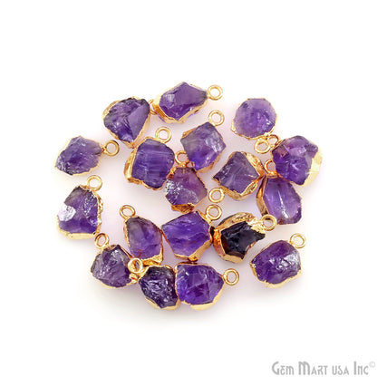 Organic Rough Gold Electroplated 13x7mm Single Bail Gemstone Charm Crystal Pendant