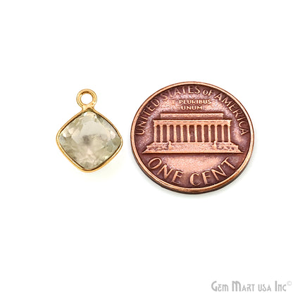 Cushion 8mm Brilliant Cut Gold Plated Bezel Single Bail Connector