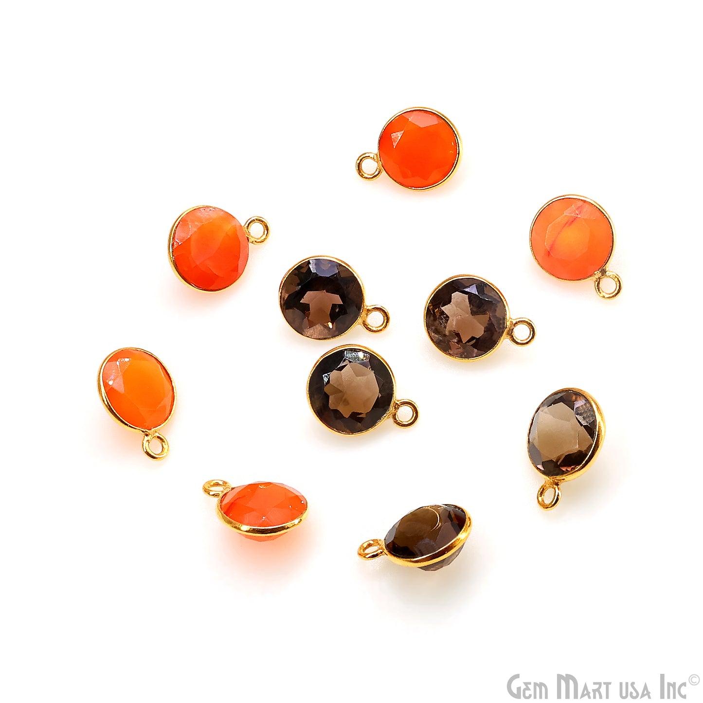 Round 9mm Brilliant Cut Gold Plated Bezel Single Bail Gemstone Connector