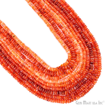 Carnelian Smooth Round Drilled Beads 4-6mm Waist Beads, Rondelle Bead Strand 13 Inch