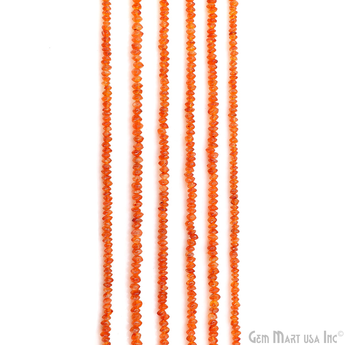 Carnelian Faceted Round Drilled Beads 3-4mm Waist Beads, Rondelle Bead Strand 14 Inch