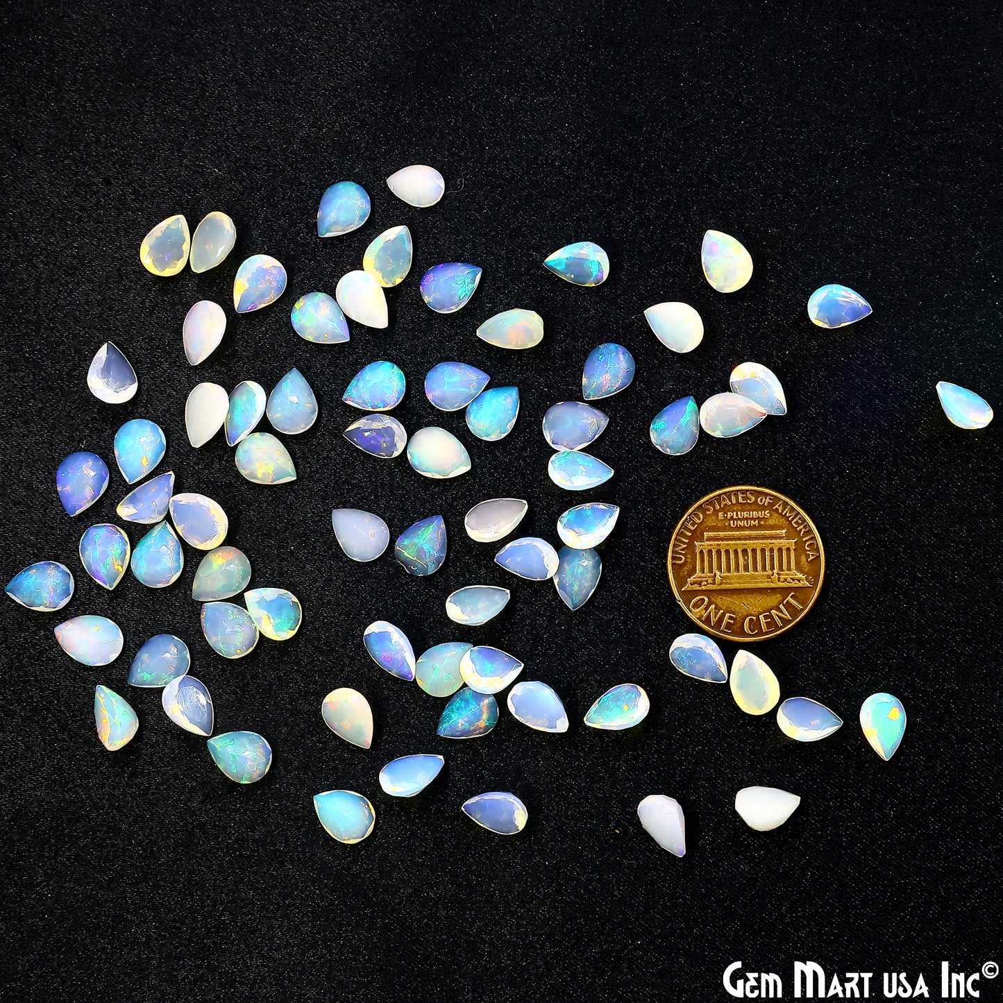 Ethiopian Opal Wholesale Gemstones, 100% Natural Precious Gems, Rainbow Cabochons Loose Gems, 6x8mm, Pears, 4PC
