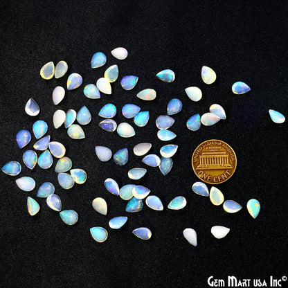 Ethiopian Opal Wholesale Gemstones, 100% Natural Precious Gems, Rainbow Cabochons Loose Gems, 6x8mm, Pears, 4PC