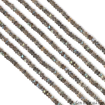 Labradorite Rondelle Beads, 17 Inch Gemstone Strands, Drilled Strung Nugget Beads, Faceted Round, 3mm