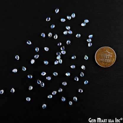 Rainbow Moonstone Pears Cabochon, 3x4mm, 5 Carats, 100% Natural Cabochon Loose Gems, Wholesale Gemstones