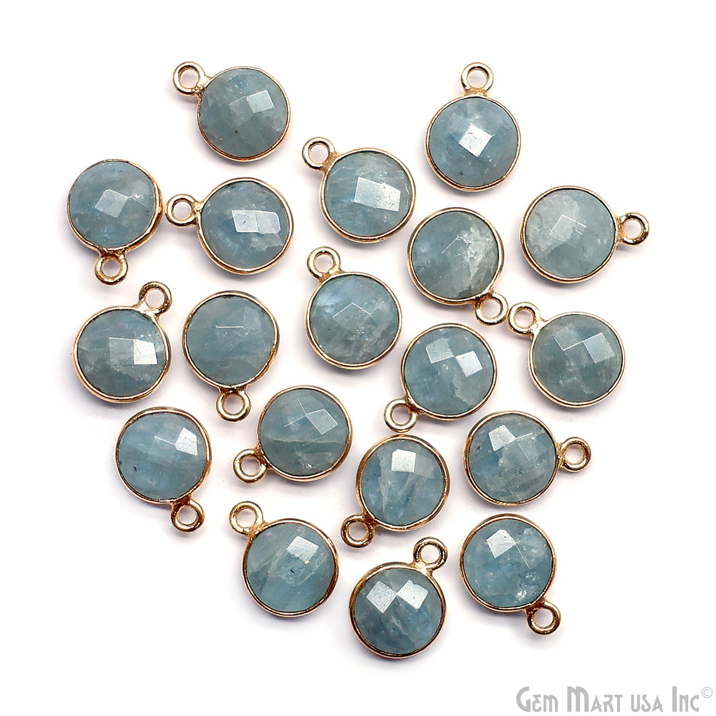 Round 8mm Single Bail Gold Plated Gemstone Bezel Connector