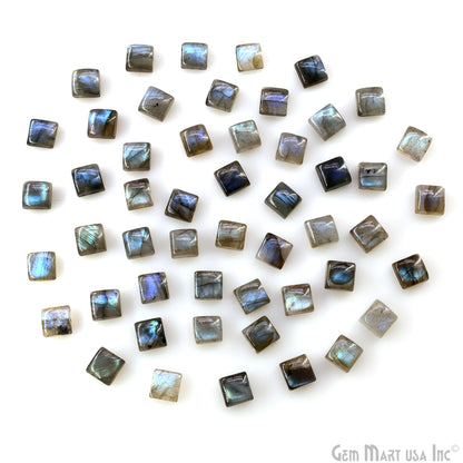Labradorite Wholesale Gemstones, 100% Natural Semi-Precious Gems, Blue Flash Cabochon Loose Gems, 8mm, Square, 4PC Lot
