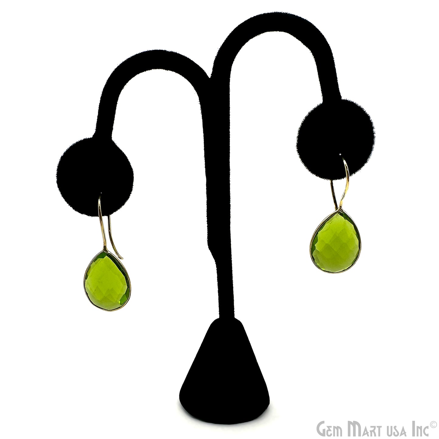 Peridot Pears 15x20mm Gold Plated Dangle Drop Hook Earring