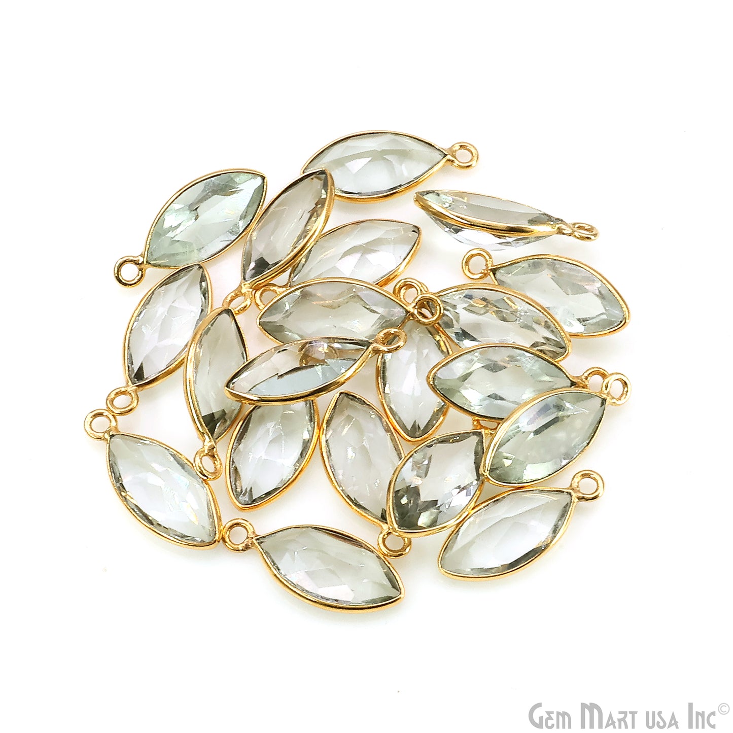 Marquise 7x14mm Brilliant Cut Gold Plated Bezel Single Bail Connector