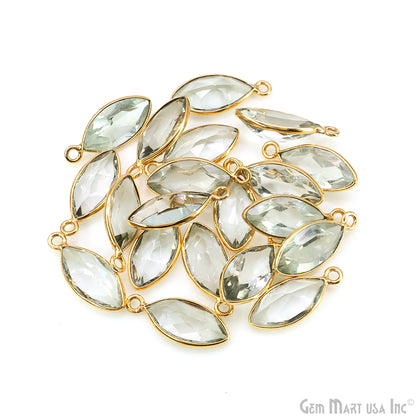 Marquise 7x14mm Brilliant Cut Gold Plated Bezel Single Bail Connector