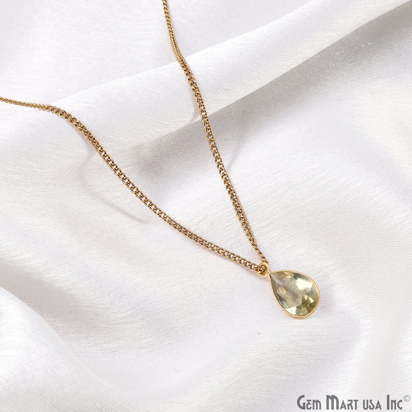 Pears 8x12mm Brilliant Cut Gold Plated Bezel Single Bail Gemstone Connector