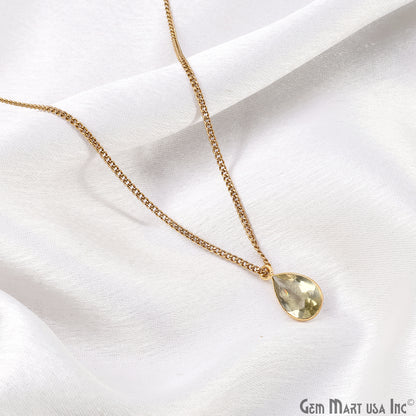 Pears 8x12mm Brilliant Cut Gold Plated Bezel Single Bail Gemstone Connector