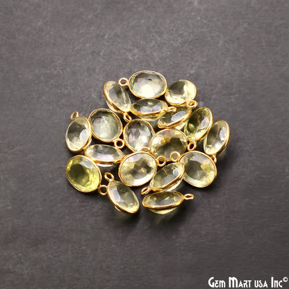 Oval 9x11mm Brilliant Cut Gold Plated Bezel Single Bail Connector