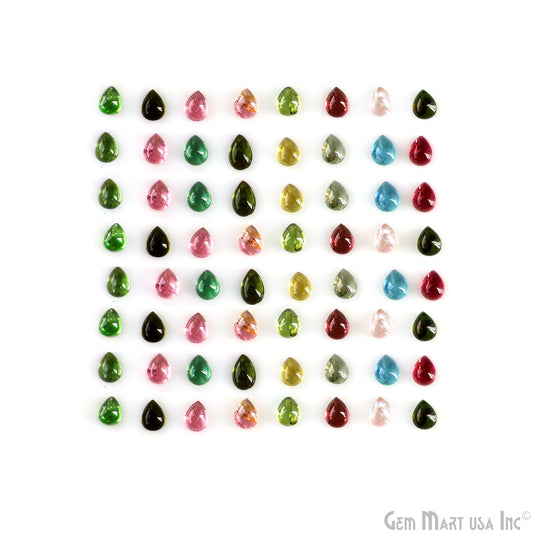 Multi Tourmaline Pears Cabochon, 4x5mm, 5 Carats, 100% Natural Cabochon Loose Gems, Wholesale Gemstones