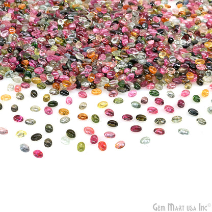 Multi Tourmaline Wholesale Gemstones, 100% Natural Semi-Precious Gems, Multi Color Cabochons Loose Gems, 6x4mm, Oval, 5 Carats