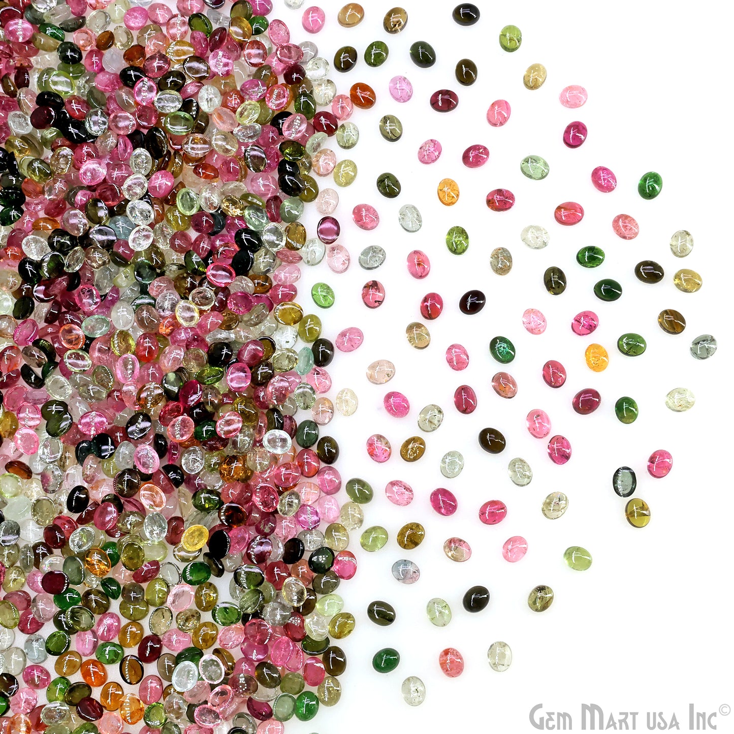 Multi Tourmaline Wholesale Gemstones, 100% Natural Semi-Precious Gems, Multi Color Cabochons Loose Gems, 4x5mm, Oval, 5 Carats