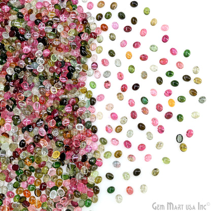 Multi Tourmaline Wholesale Gemstones, 100% Natural Semi-Precious Gems, Multi Color Cabochons Loose Gems, 4x5mm, Oval, 5 Carats